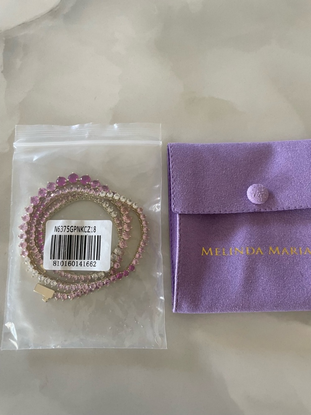 NWT Melinda Maria Gold “Not Your Basic Graduated Ombré Tennis Necklace” - Picture 7 of 8